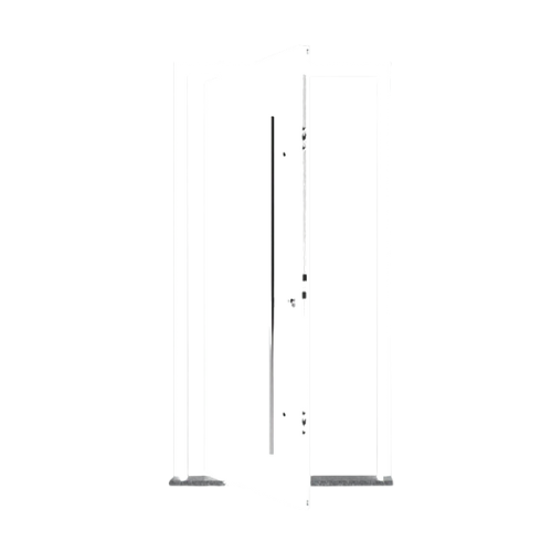 White pivot door partially open