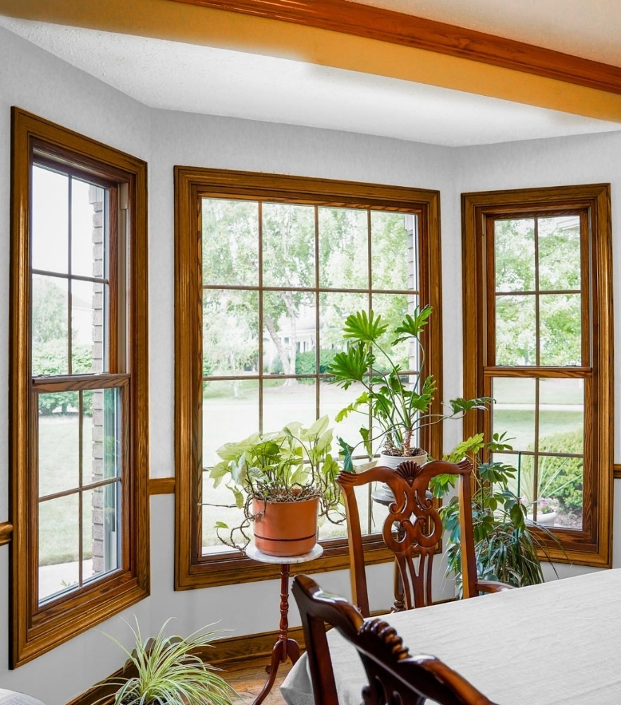 Vview from inside of beautiful wood windows